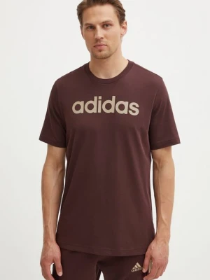 adidas t-shirt bawełniany Essentials męski kolor brązowy z nadrukiem IZ4768