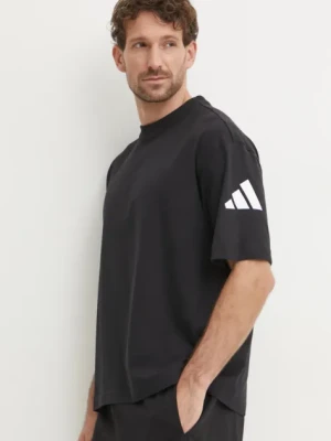 adidas t-shirt bawełniany Essentials męski kolor czarny z nadrukiem JF3615
