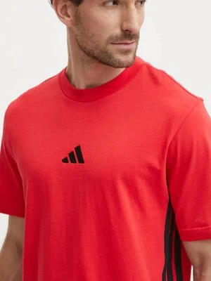 adidas t-shirt bawełniany Essentials męski kolor czerwony wzorzysty JE6386