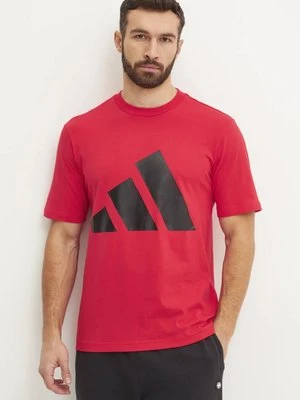 adidas t-shirt bawełniany Essentials męski kolor czerwony z nadrukiem JE8934