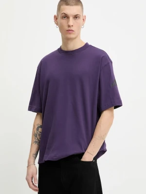 adidas t-shirt bawełniany Essentials męski kolor fioletowy z nadrukiem JX5670