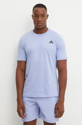 adidas t-shirt bawełniany Essentials męski kolor niebieski gładki IX0122