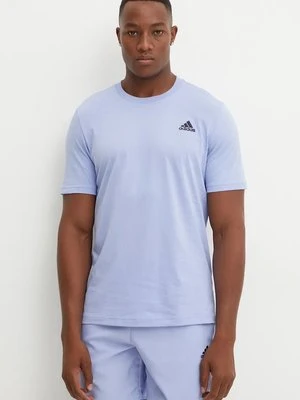 adidas t-shirt bawełniany Essentials męski kolor niebieski gładki IX0122