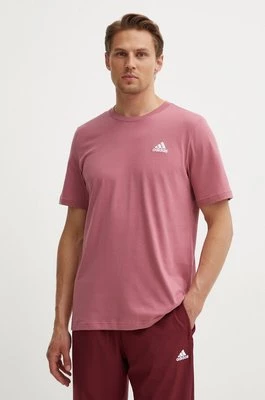 adidas t-shirt bawełniany Essentials męski kolor różowy gładki IX0120