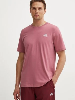 adidas t-shirt bawełniany Essentials męski kolor różowy gładki IX0120