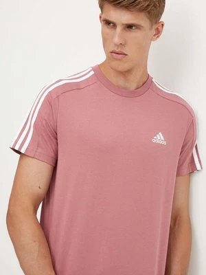 adidas t-shirt bawełniany Essentials męski kolor różowy z aplikacją IX0157