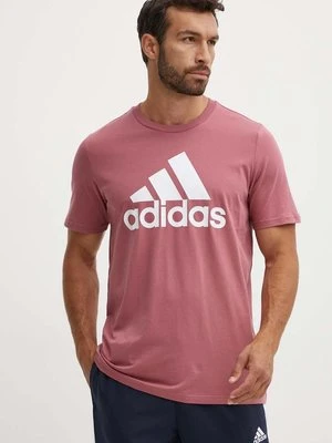 adidas t-shirt bawełniany Essentials męski kolor różowy z nadrukiem IX0137