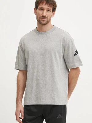 adidas t-shirt bawełniany Essentials męski kolor szary z nadrukiem JF3618