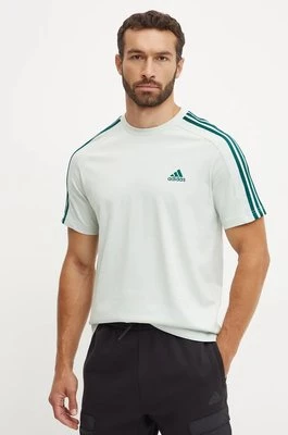 adidas t-shirt bawełniany Essentials męski kolor zielony wzorzysty IX0156