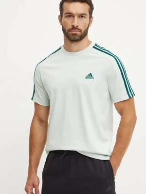 adidas t-shirt bawełniany Essentials męski kolor zielony wzorzysty IX0156