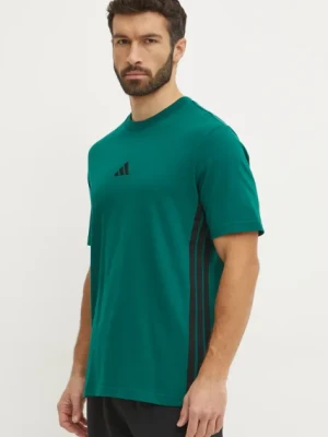 adidas t-shirt bawełniany Essentials męski kolor zielony wzorzysty JD1905