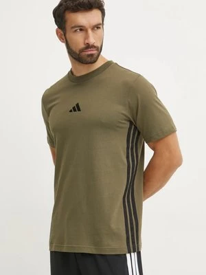 adidas t-shirt bawełniany Essentials męski kolor zielony wzorzysty JE6391