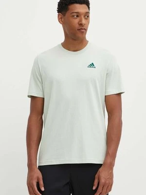 adidas t-shirt bawełniany Essentials męski kolor zielony z aplikacją IX0119