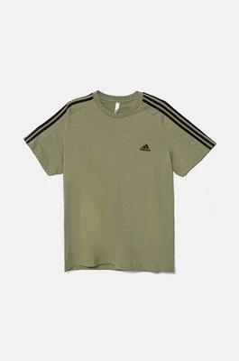 adidas t-shirt bawełniany Essentials męski kolor zielony z aplikacją JE0346