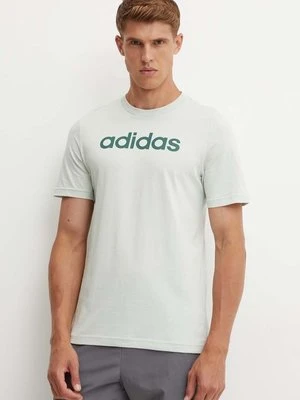 adidas t-shirt bawełniany Essentials męski kolor zielony z nadrukiem IZ4767