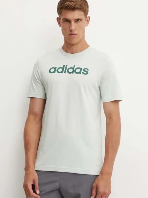 adidas t-shirt bawełniany Essentials męski kolor zielony z nadrukiem IZ4767