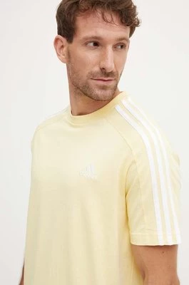 adidas t-shirt bawełniany Essentials męski kolor żółty gładki IX0159