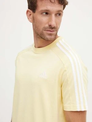 adidas t-shirt bawełniany Essentials męski kolor żółty gładki IX0159