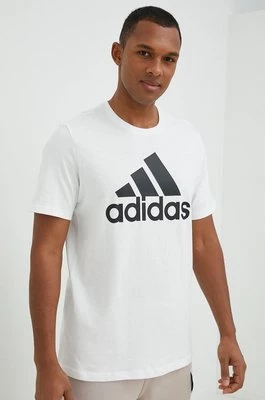 adidas t-shirt bawełniany Essentials kolor biały z nadrukiem IC9349