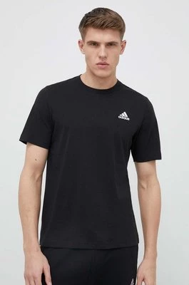 adidas t-shirt bawełniany Essentials kolor czarny gładki IC9282