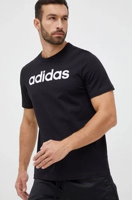 adidas t-shirt bawełniany Essentials kolor czarny z nadrukiem IC9274