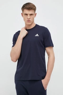 adidas t-shirt bawełniany Essentials kolor granatowy gładki HY3404