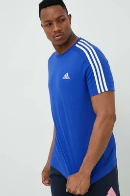 adidas t-shirt bawełniany Essentials kolor niebieski z aplikacją IC9338