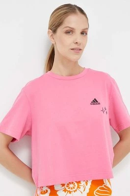 adidas t-shirt bawełniany kolor różowy