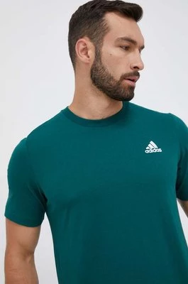 adidas t-shirt bawełniany Essentials kolor zielony gładki IJ6111
