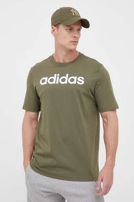 adidas t-shirt bawełniany kolor zielony z nadrukiem