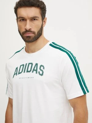 adidas t-shirt bawełniany M C COLLE Collegiate męski kolor beżowy wzorzysty JJ3868