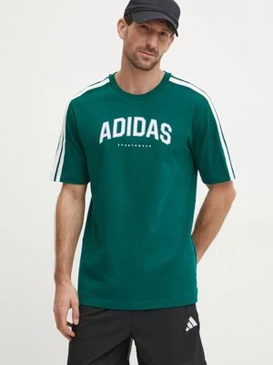 adidas t-shirt bawełniany M C COLLE Collegiate męski kolor zielony z nadrukiem JJ3869