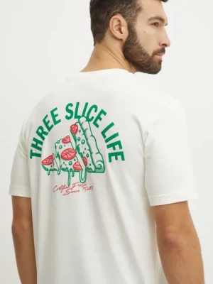 adidas t-shirt bawełniany M L PIZZA TEE męski kolor beżowy z nadrukiem JJ4016