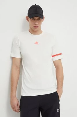 adidas t-shirt bawełniany męski kolor beżowy gładki IS2870