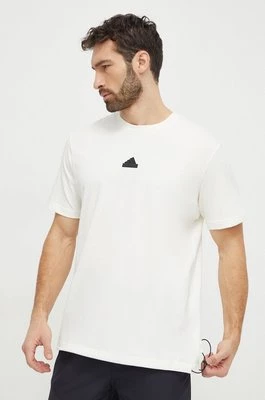 adidas t-shirt bawełniany męski kolor beżowy z aplikacją IR5175
