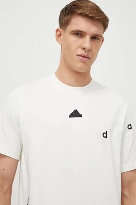 adidas t-shirt bawełniany męski kolor beżowy z aplikacją IS1992