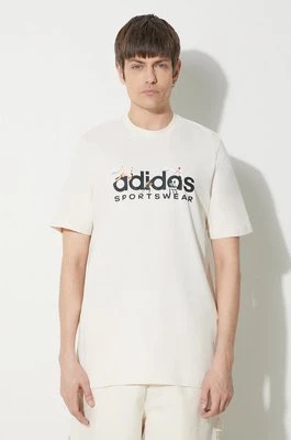 adidas t-shirt bawełniany męski kolor beżowy z nadrukiem IM8305