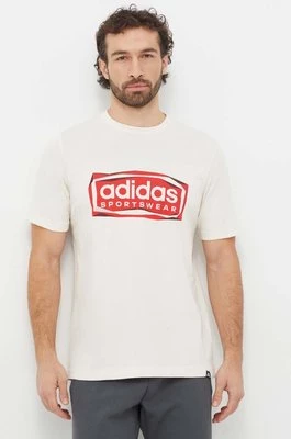 adidas t-shirt bawełniany męski kolor beżowy z nadrukiem IS2880