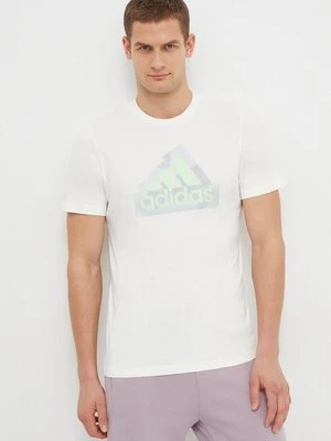 adidas t-shirt bawełniany męski kolor beżowy z nadrukiem IN6234