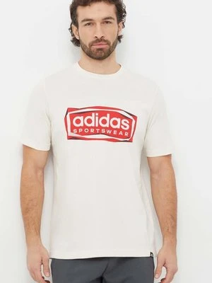 adidas t-shirt bawełniany męski kolor beżowy z nadrukiem IS2880