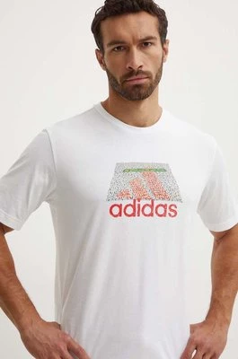 adidas t-shirt bawełniany męski kolor beżowy z nadrukiem IW2640