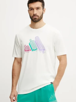 adidas t-shirt bawełniany męski kolor beżowy z nadrukiem JJ4020
