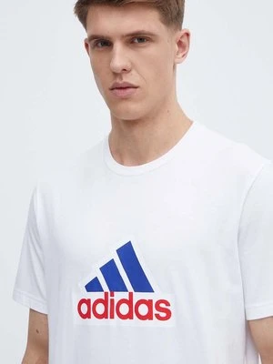 adidas t-shirt bawełniany męski kolor biały z nadrukiem IS3234