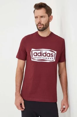 adidas t-shirt bawełniany męski kolor bordowy z nadrukiem IM8303
