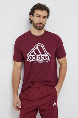 adidas t-shirt bawełniany męski kolor bordowy z nadrukiem IM8302
