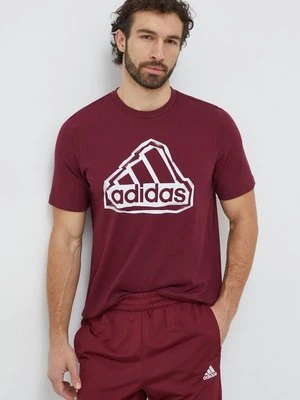 adidas t-shirt bawełniany męski kolor bordowy z nadrukiem IM8302