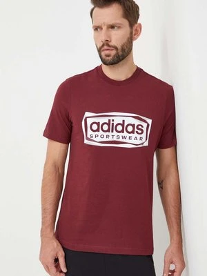 adidas t-shirt bawełniany męski kolor bordowy z nadrukiem IM8303