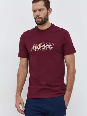 adidas t-shirt bawełniany męski kolor bordowy z nadrukiem IM8317