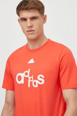 adidas t-shirt bawełniany męski kolor czerwony z nadrukiem IS2013