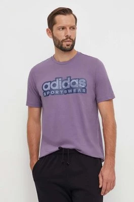 adidas t-shirt bawełniany męski kolor fioletowy z nadrukiem